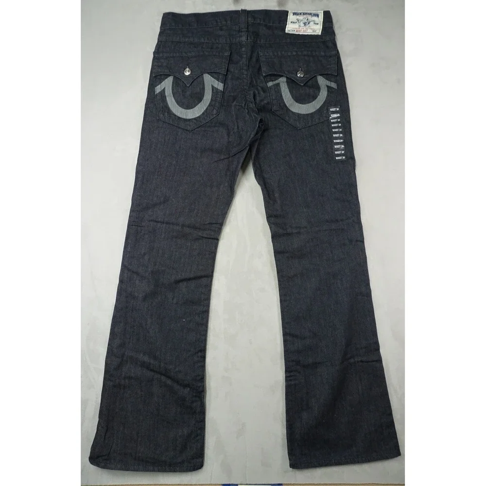 NWT True Religion Bootcut Jeans Mens 36x34‎ Dark Wash Made in USA Horseshoe Logo